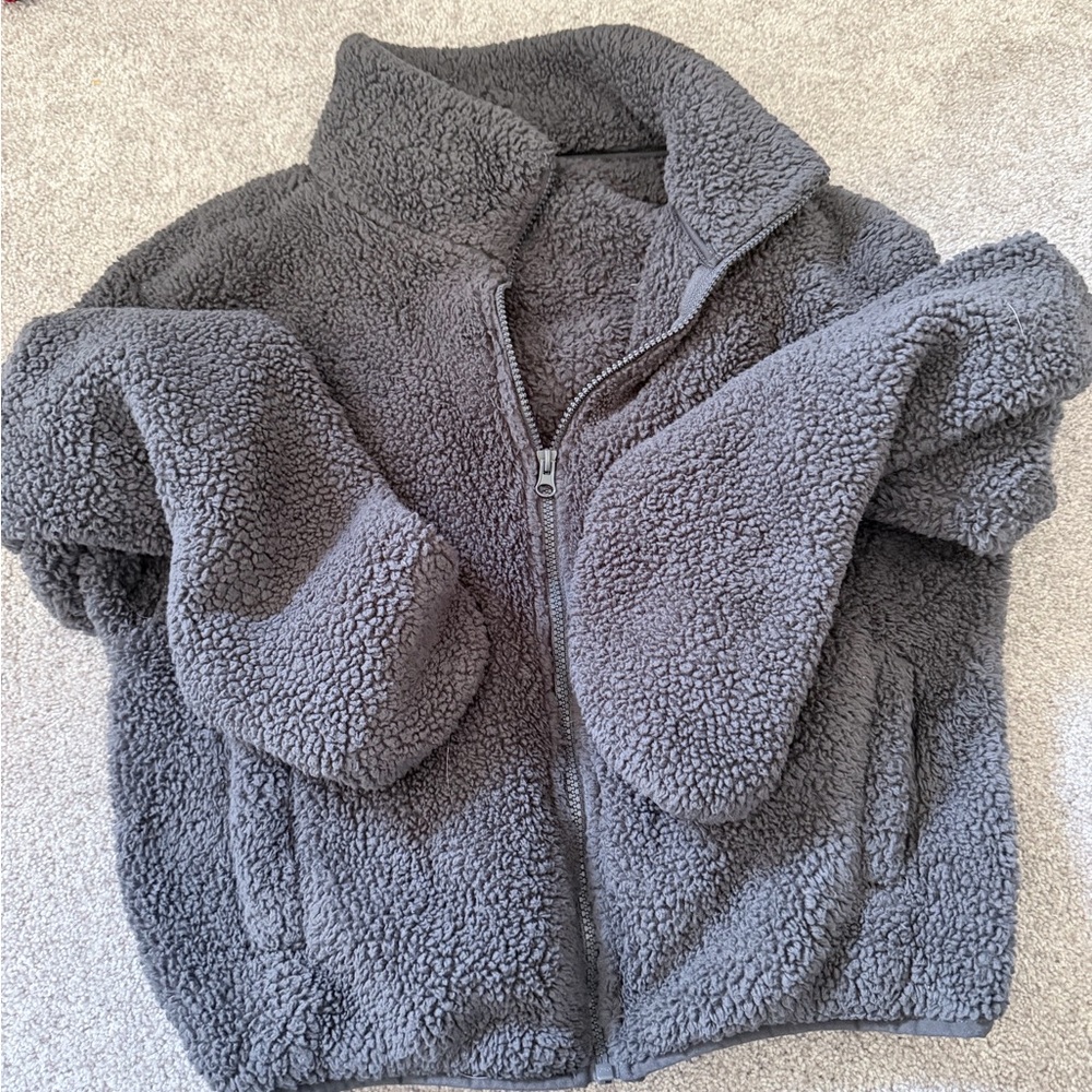 Old Navy Charcoal Gray Sherpa Puffer Jacket